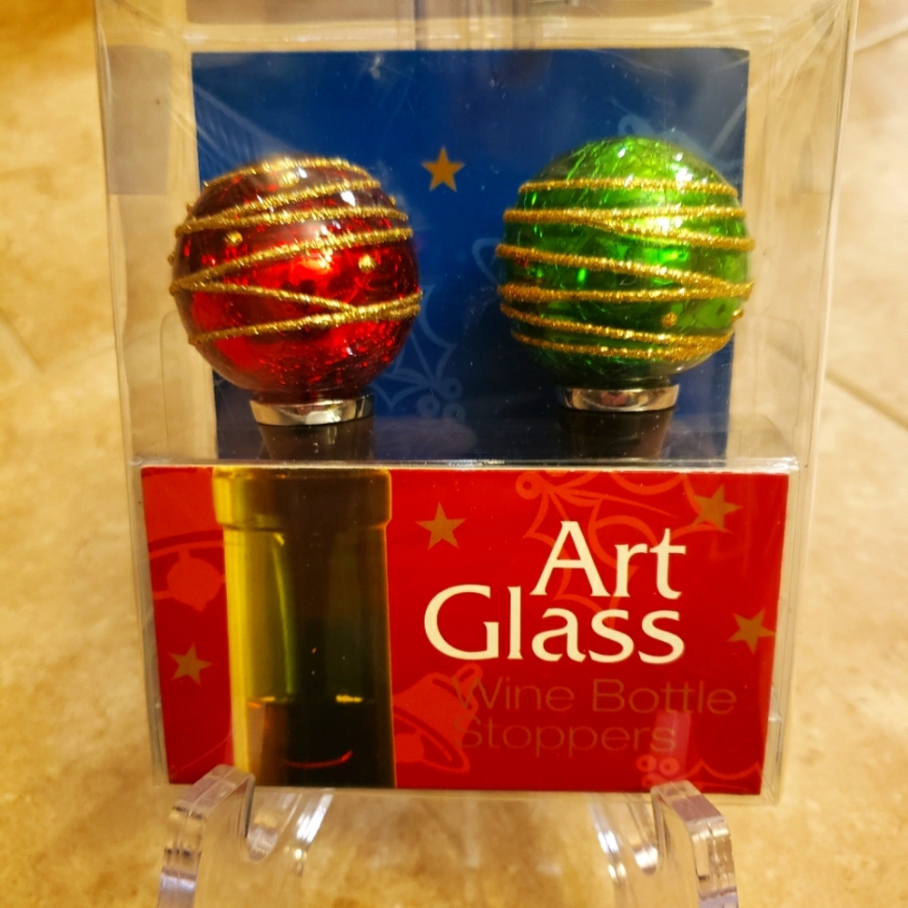 LSArts Art Glass Wine Bottle Stoppers - NWT
